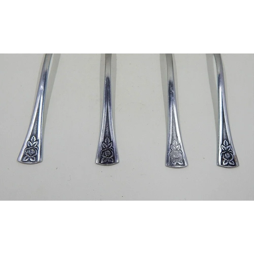 Oneida Northland Pasadena Teaspoon Black Rose Accent Flatware Set of 4 Korea